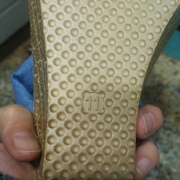 Women's Shoes US 11 Island Slipper Suade Thong Wedge Sandals Blue Fabric Slide - Picture 9 of 11